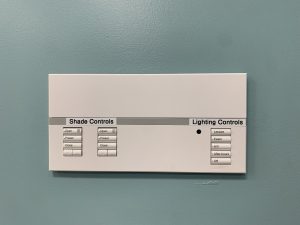 GAR 101 Window Shade & Lighting Controls (located on wall, front right of lectern)