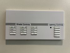 GAR 103 Window Shade & Lighting Controls (located on wall, left of lectern)