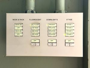 HIG 110 Lighting Controls (located in nook stage left)
