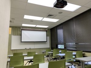 SAKAM A411 Back of Classroom with Projection Screen View