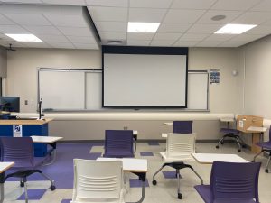 MOORE 228 Back of Classroom with Projection Screen View